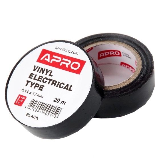Ізолююча стрічка APRO 0.14х17 мм 20 м Чорна